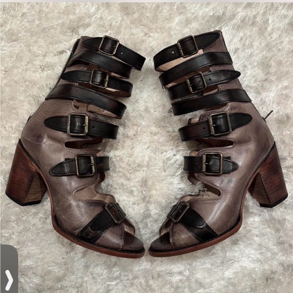 Freebird by Steven Shoes - Freebird by Steven Bond Multi-Strap Heeled Boots in Brown and Black